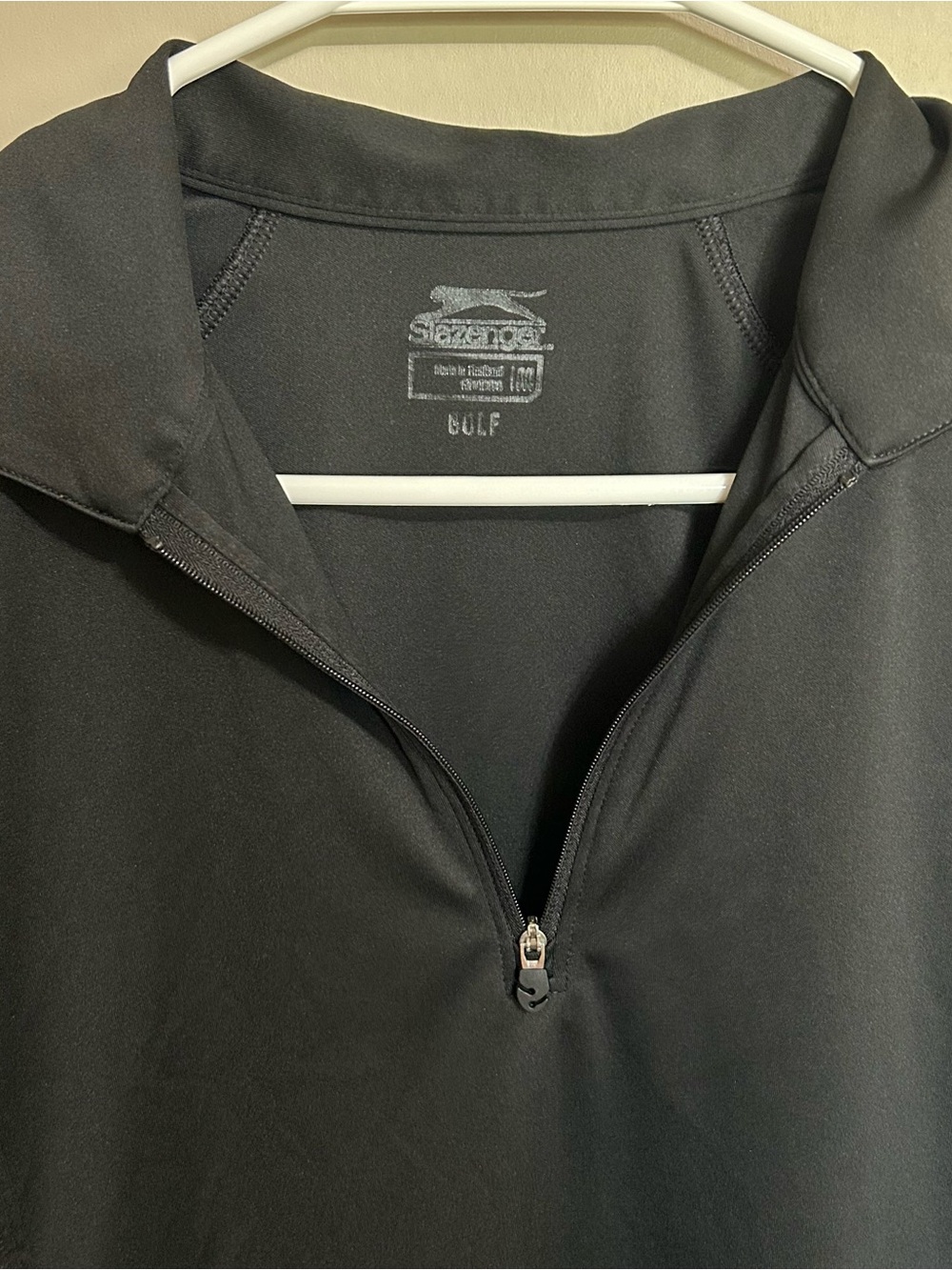 Slazenger Black Golf Polo Athletic Zip Front shirt - Picture 4 of 7